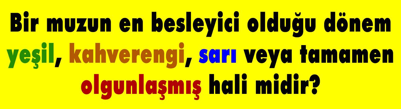 Bir muzun en besleyici olduğu dönem yeşil, kahverengi, sarı veya tamamen olgunlaşmış hali midir?